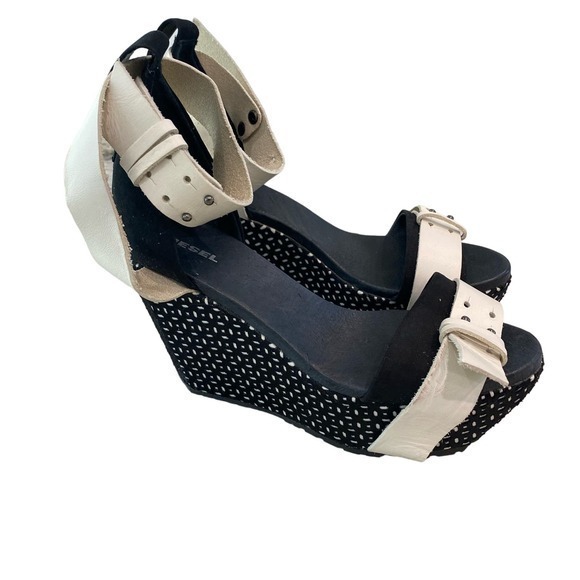 Y2K Diesel Platform Wedge Sandals Black and White - Picture 2 of 11